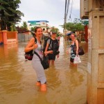 me and Monika in flooded Siem Reap