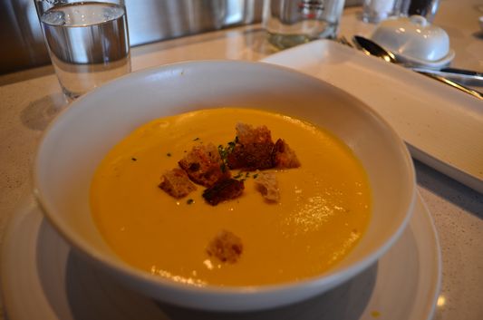 sweet potato soup at Les Labours Hotel La Ferme
