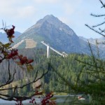 Strbske pleso lake in High Tatras with Solisko behind